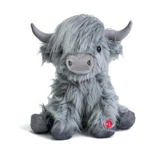 Highland Cow Stuffed Animal with Mooing Sound, 10 inch, Cuddly Farm Toy for B...