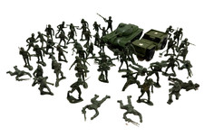 Lot of 54 Vintage ARCO Green Plastic 1980s Army Soldiers Jeep Tank Hong Kong