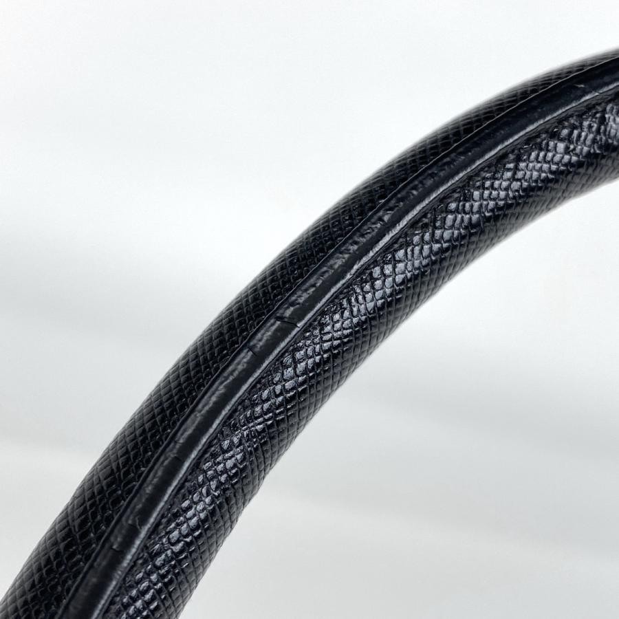 PRADA Tweed Tote Handbag Black White Saffiano Leather #BS1897 thumbnail 8