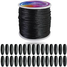 Ewparts Breakaway Clasp with Lanyard String 30 Pairs Safety Break 2mm, Black