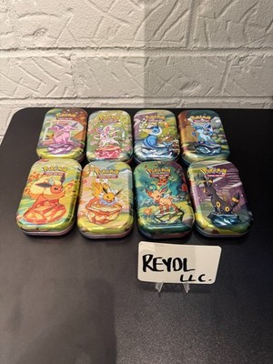 EMPTY Pokemon Prismatic Evolutions Eeveelutions Mini Tin Full Set 8 Coin & Art