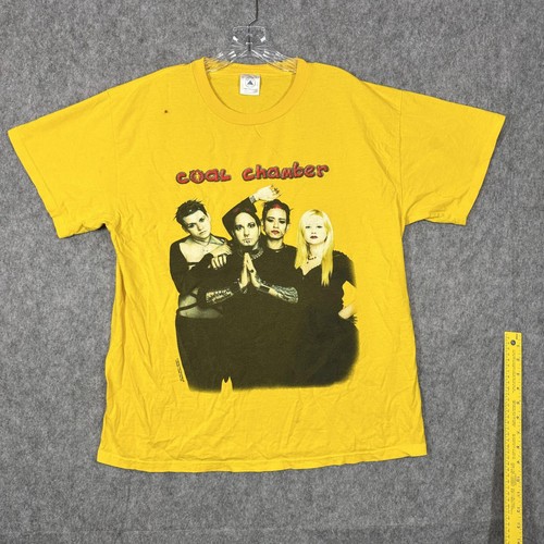 True Vintage Coal Chamber Shirt Mens Large Yellow Chamber Music Band Tour 90s