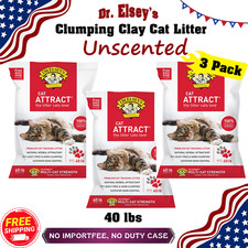 3 Pack Dr Elsey's Cat Attract Clumping Clay Cat Litter 40 lb Odor Control