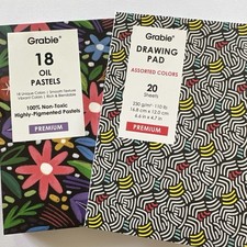 Grabie Art Set Oil Pastels Drawing Pad Asst. Colors 230gsm Paper Beginner Kit