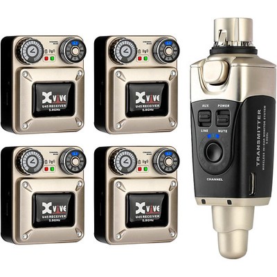 Xvive U45 In-Ear Wireless Monitor System Transmitter/4 Receivers (5.8 GHz) Gold