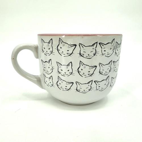 Pink Rimmed Cat Large 16 oz.  Tea Coffee Mug "Live Life In The Meow"  Cat Lover - Bild 2 von 10