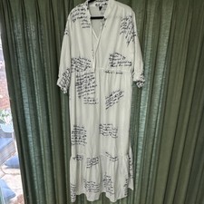 SHEIN White Black Script Print V-Neck 3/4 Sleeve Maxi Dress 4XL Women