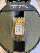 Citizen Watch Women’s Gold-Tone Quartz Classic Rectangular Case – Vintage Bracel