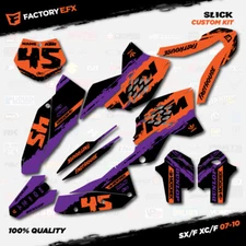 Orange Black Purple Slick Graphics Kit fit KTM 07-10 SX Sxf XC 125 250 300 450