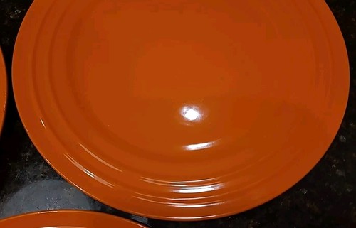 SET (3) Rachael Ray DOUBLE RIDGE Orange Tangerine Round 11" Dinner Plates - Picture 8 of 16