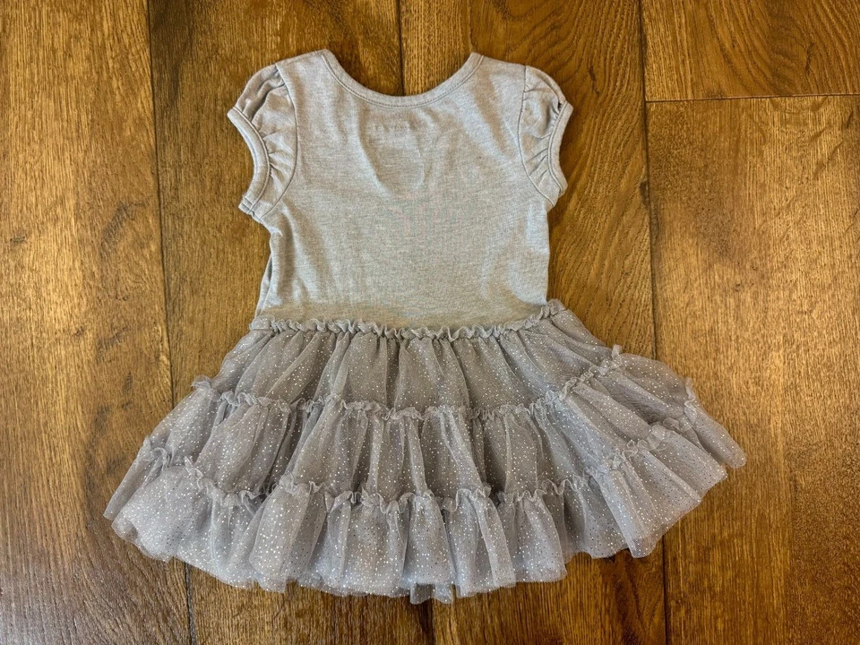 Vestido Cherokee Bebé Niña 18 Meses Gris Plateado Volantes Tul Tutú Conjunto Vacaciones Foto 4 de 4