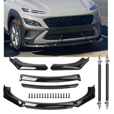 For Hyundai Kona Front Bumper Lip Spoiler Splitter Body Kit Glossy Black