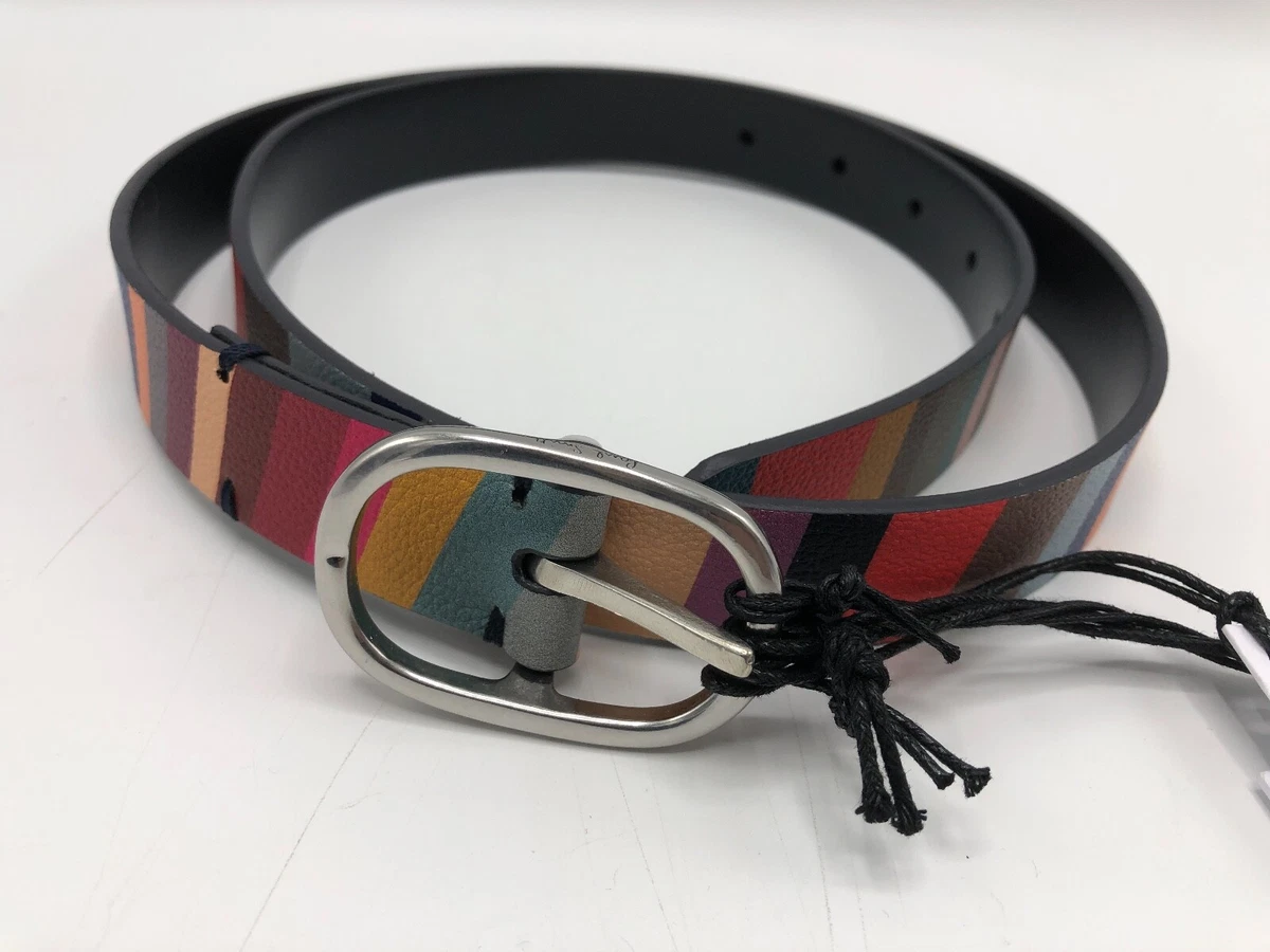 Paul Smith SWIRL Reversible Women s Leather multi stripe BELT Size 85 Large L