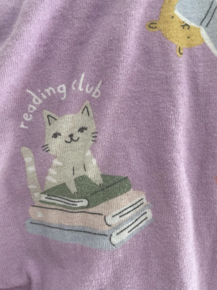 Carter's Kid Girl Cute Dogs Cats Reading Club 100% Cotton Long PJ Pants Purple 5 - Image 4 of 4