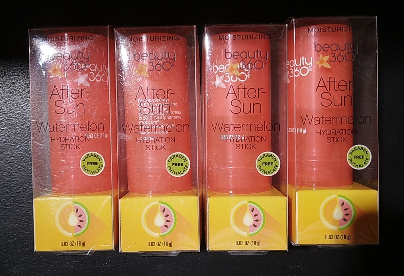 4 Pack Moisturizing Beauty 360 After Sun Watermelon Hydration Stick 0.63 oz