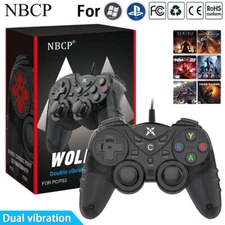 1pc Black Translucent Dual Vibration USB Wired Game Controller for PS3 PC TV Box