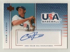 2004-05 USA Baseball National Team Signatures Blue #23 Cesar Ramos #242/250 Auto