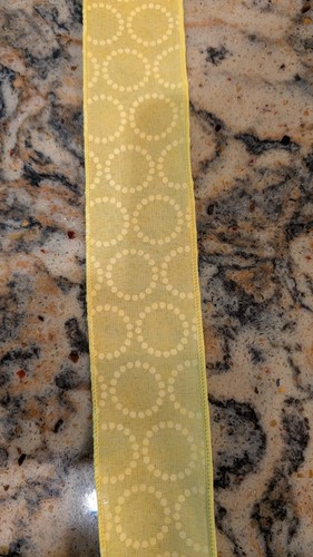 Wired Yellow Pearls Beads Canvas Glitter Ribbon New 2.5" x 10 yds + 9yds Extra - Picture 4 of 6