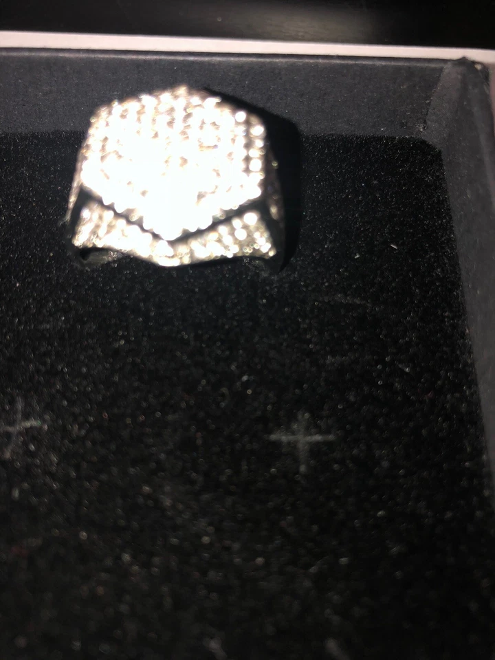 Anillo de cristal bloque de hielo de diamantes simulados para hombre talla 11 Foto 3 de 4