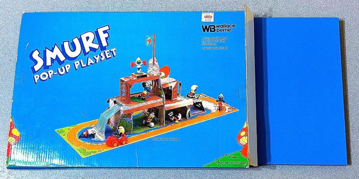 Vintage 1983 Smurf Pop-Up Playset Play Village, Sport Village 