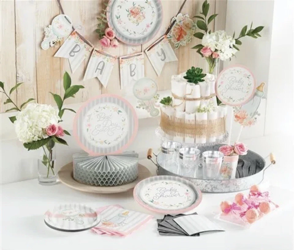 Farmhouse Floral Baby Shower Honeycomb Centerpiece 12" x 9" Paper Shower Decor - Image 2 of 2