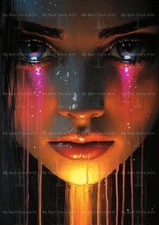 SURREAL WOMAN FACE ART PRINT, Fantasy Female Portrait Decor, Abstract Poster