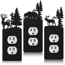 Lothee 3 Pcs Bear Light Switch Cover Plate Black Outlet Plate Cover Bear Elk ...