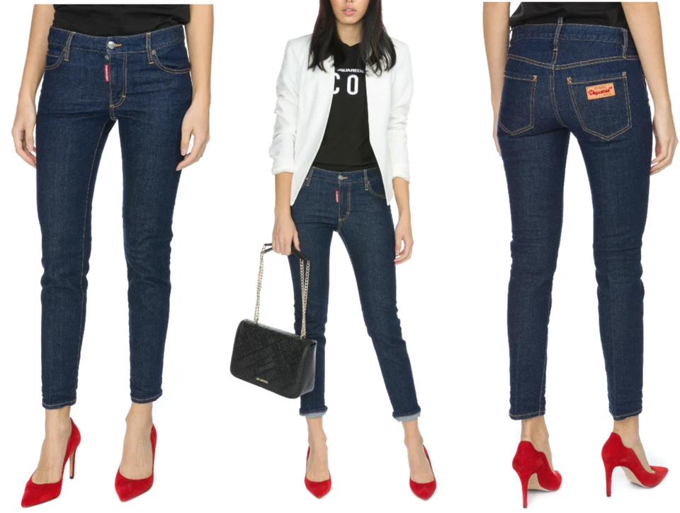 DSQUARED2 JEANS CROPPED TWIGGY MEDIUM WAIST PANTS DENIM HOSE TROUSERS BNWT 40