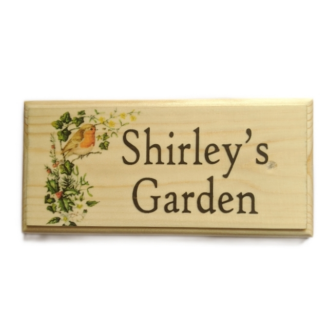 Personalised Robin Sign, Garden Shed Plaque Memorial Gifts Bush House