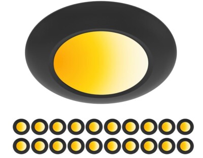 ZAGO 20 Packs Black 6 Inch LED Disk Light Surface Mount Low Profile Recessed 