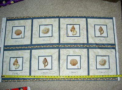 Sea Treasures treasure ocean shell shells panel panels QT 24474 - E fabric 