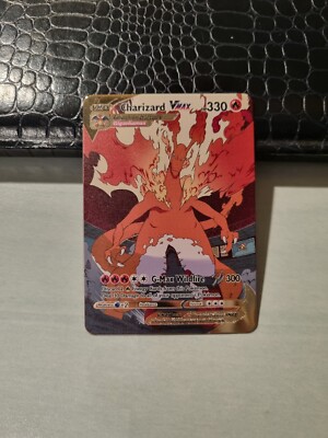 POKEMON - CHARIZARD VMAX - GOLD METAL CARD - ENGLISCH - TOP ZUSTAND