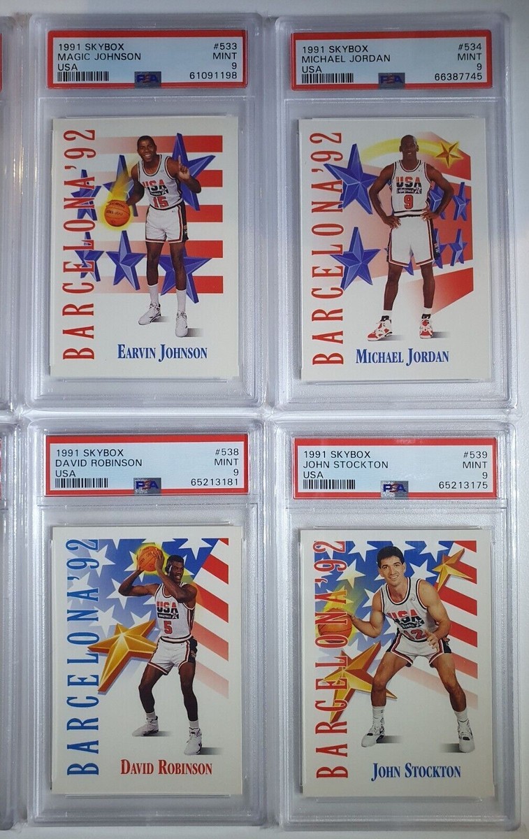1991 Skybox Dream Team USA COMPLETE 18 Card Set ALL PSA 9 - Jordan