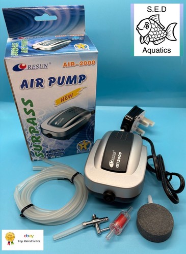 Fish tank Air Pump Small Tanks FULL KIT & airstone Flow Control Valve Aeration