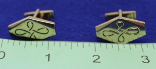 Vintage 1980er PAZ goldfarbene Manschettenknöpfe geometrisches Design 1" Länge - Bild 5 von 5