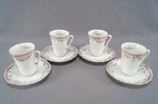 Set of 4 Straus Morning Glory & Iris Garlands Pink Chocolate Cups C. 1891-1917