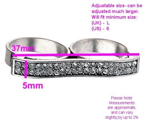 Inhabituel Souteneur Bandit Rappeur Punk 2-Doigts, Swarovski Glace Cristal Bague - Imagen 21 de 21
