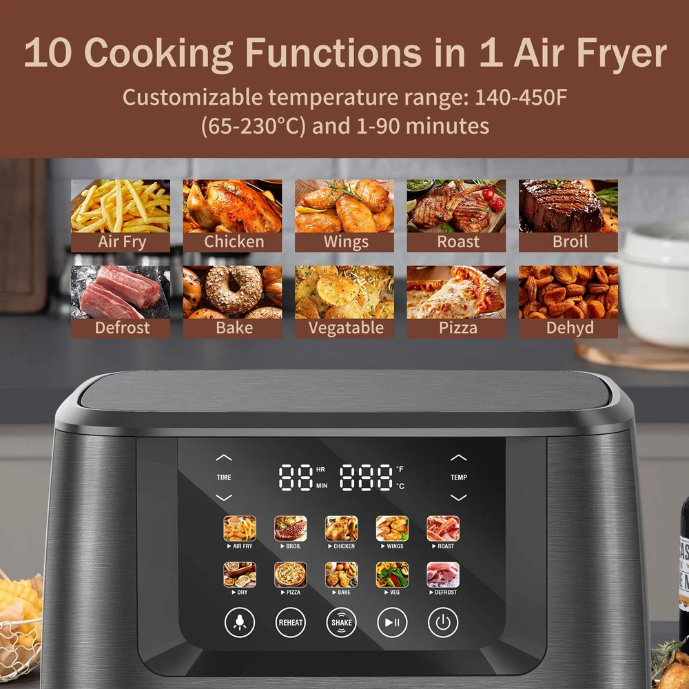 Air Fryer with LCD Touchscreen and ClearCook Window for Easy Monitoring Air Fryer with LCD Touchscreen and ClearCook Window for Easy Monitoring