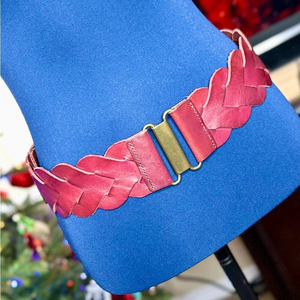 Cinto elástico ajustável couro trançado Anthropologie Russet vintage em excelente estado usado - Imagem 4 de 4