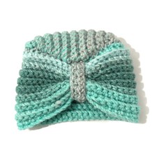 NEW Hand Knit Baby Infant Girl Beanie Hat- Green Knit Skully Cap. 6-12 Months.