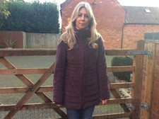 Ladies Velvet Faux Down Jacket. Burgundy. Size: Sm/m (10-12) *final Price**