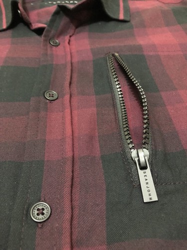 Sean John Mens Polo Shirt Medium New Business Plaid Print Design Long Sleeve Top - Picture 6 of 12