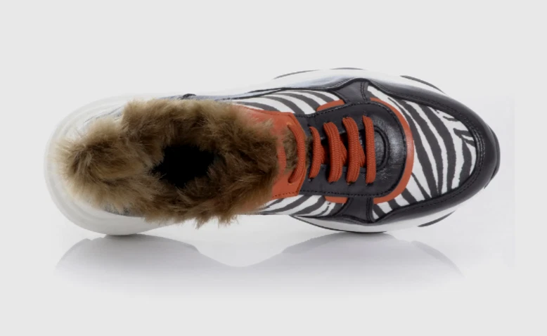 ALBA MODA Dame Schuh Sneaker Leder schwarz-rot-weiß KunstfelleinsatzGr 41 NEU K9 - Bild 4 von 4