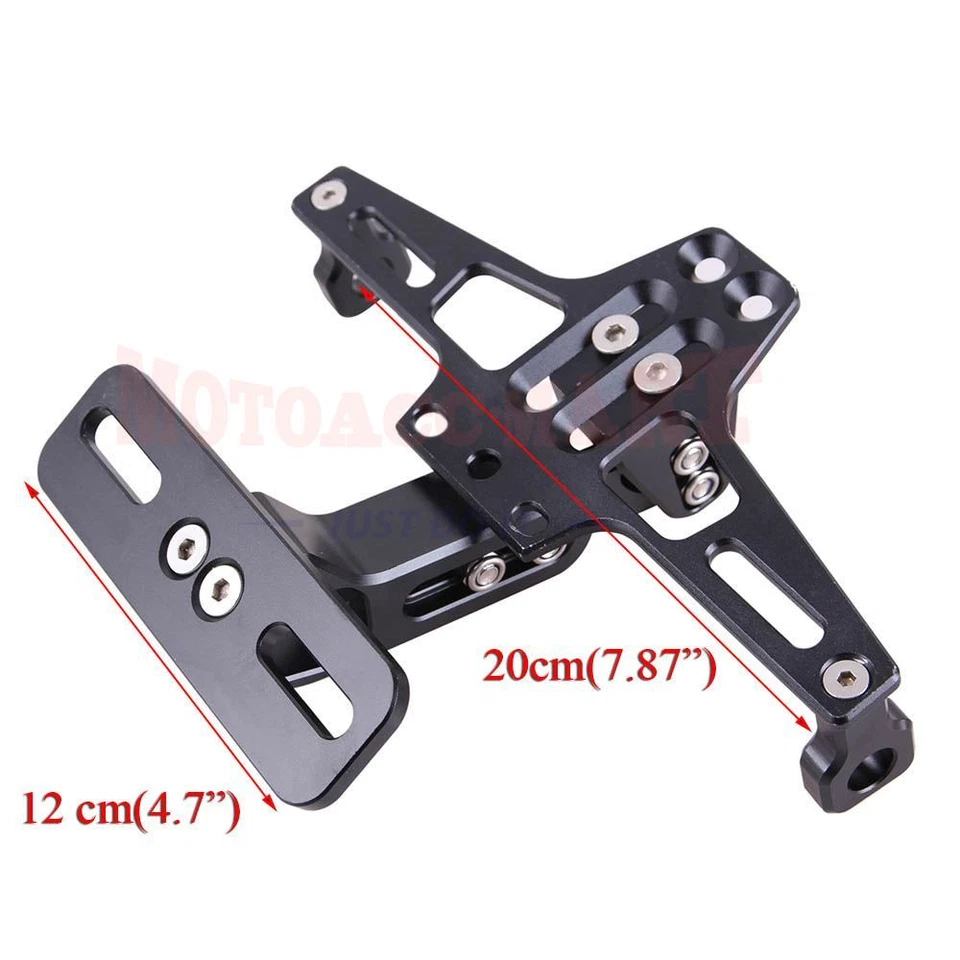 Black Aluminium Alloy Motorcycle License Plate Holder Rear Bracket Folding Mount - Image 2 of 4