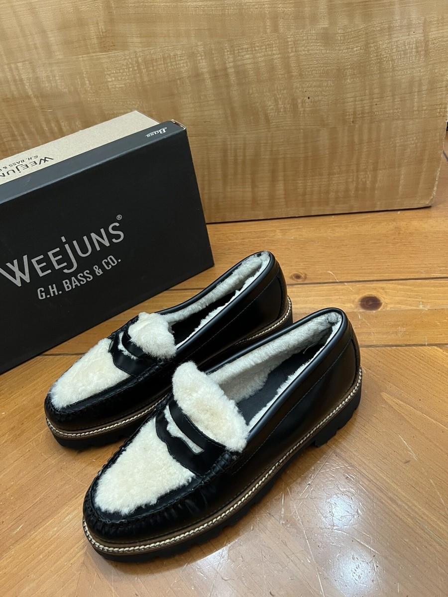 G.H. Bass & Co. Black Leather Loafers with Cream Shearling G.H.BASS Wynn Shearling-Lined Mules | Madewell main image 2