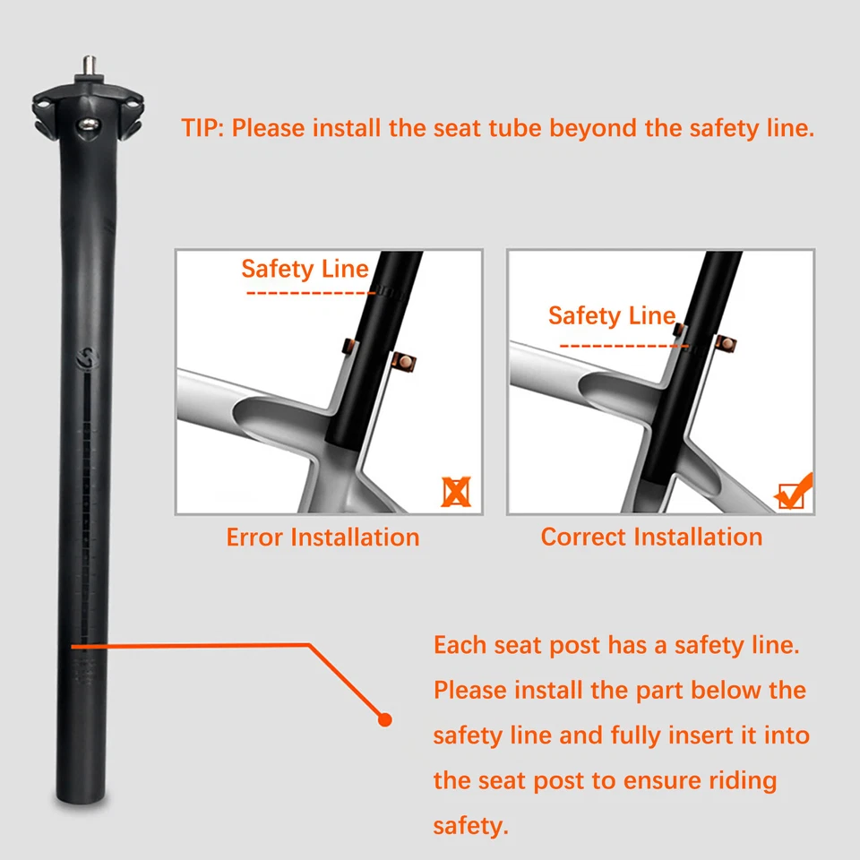 Tubo de tija de sillín de fibra de carbono UD desplazado 20 mm bicicleta bicicleta tija de sillín 27,2 mm Foto 4 de 4