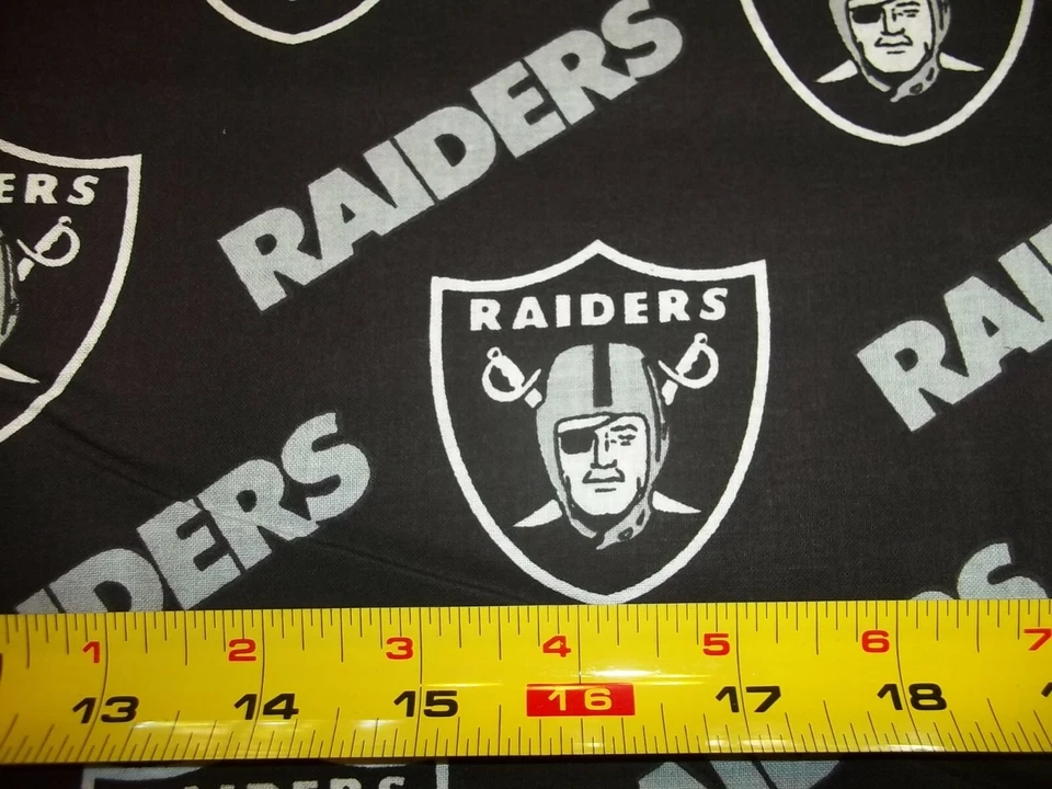 LAS VEGAS RAIDERS NFL DESIGN 100% COTTON 1 YARD PIECE BRAND NEW BLACK - Image 4 of 4