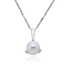 Gin and Grace Stella 10K White Gold Round-Cut Water Pearl Pendant