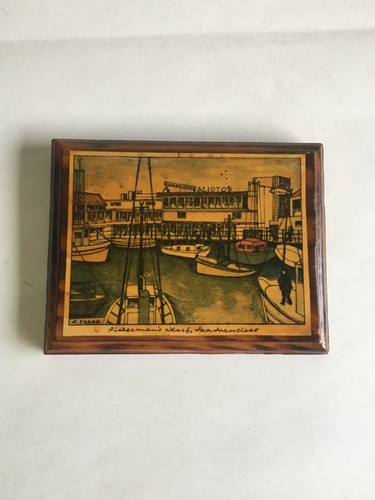 Fisherman’s Wharf - San Francisco - Vintage Travel Glazed Wood Poster by S.Chang - Picture 5 of 9