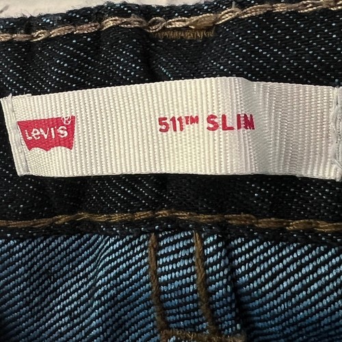Levi's Boys 511 Slim Fit Jeans Adjustable Waist Dark Wash Denim Pants Sz 4 Blue - Picture 6 of 9